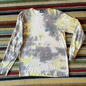 Stussy tie dye shirt (yellow/grey). Unisex small